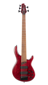 Cort B5ELEMENTOPBR Artisan Series B5 Element 5 String Bass Guitar. Open Pore Burgandy Red