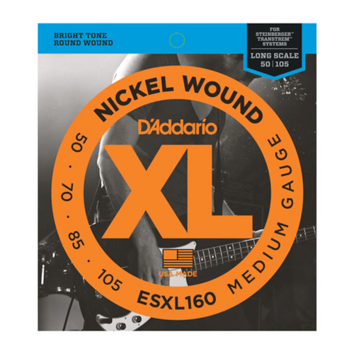 D'Addario - ESXL160 Nickel Wound Bass, Medium, 50-105, Double Ball End, Long Scale