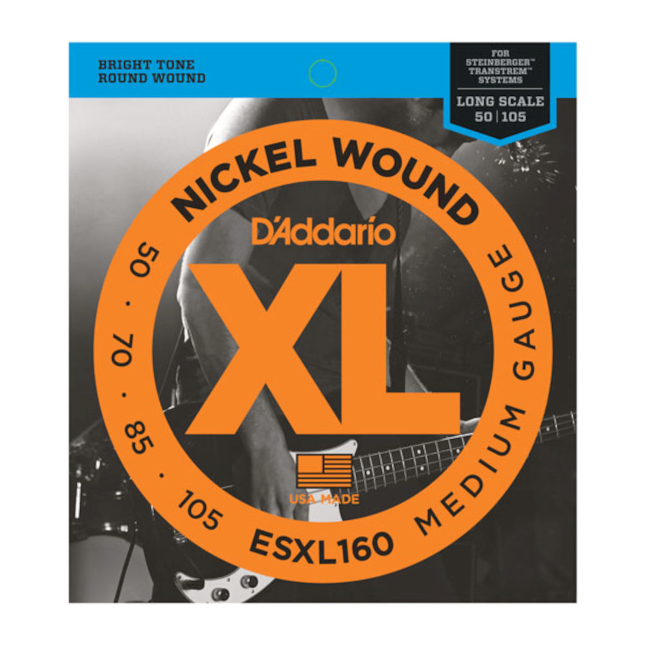 D'Addario - ESXL160 Nickel Wound Bass, Medium, 50-105, Double Ball End, Long Scale