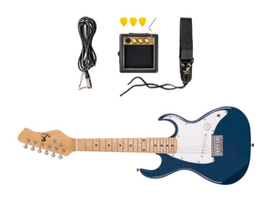 J Reynolds JRPKSTBL Mini Electric Guitar Pack. Blue
