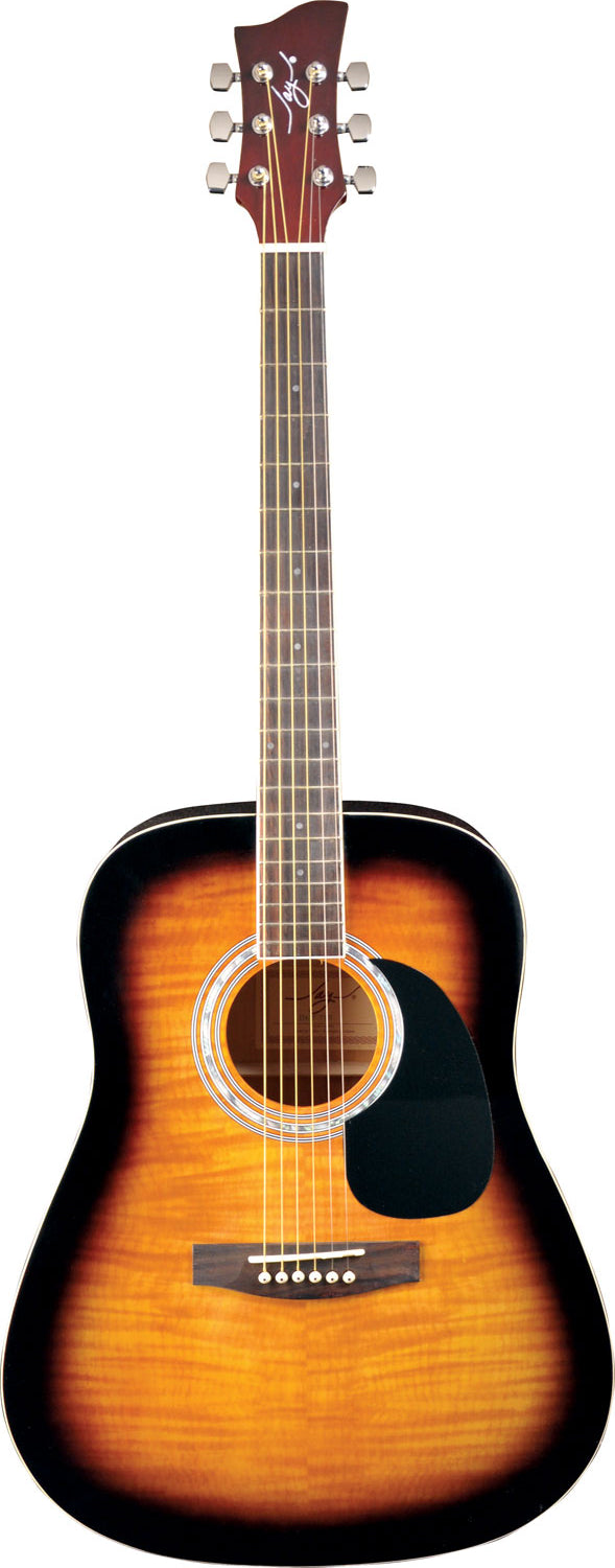 Jay Turser JJ45F-TSB-A Jay-J 45F Series Dreadnought Acoustic Guitar. Tobacco Sunburst
