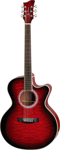 Jay Turser JTA-424QCET-RSB JTA Series Acoustic Electric Guitar. Red Sunburst
