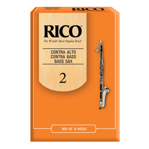 Rico by D'Addario Contra Clarinet/Bass Sax Reeds, Strength 2, 10-pack