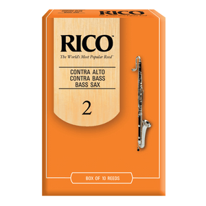 Rico by D'Addario Contra Clarinet/Bass Sax Reeds, Strength 2, 10-pack